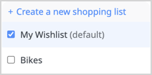 "Add to shopping list" belonging menu with "My Wishlist" selected